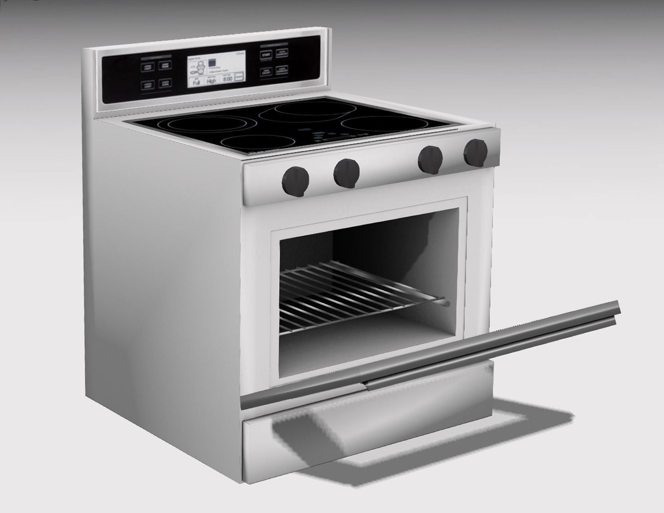 Oven 001 Low-poly 3D model_4
