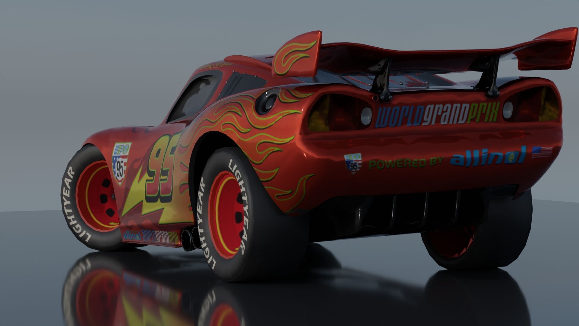 Mc queen car pixar Project Blender Free 3D model_3