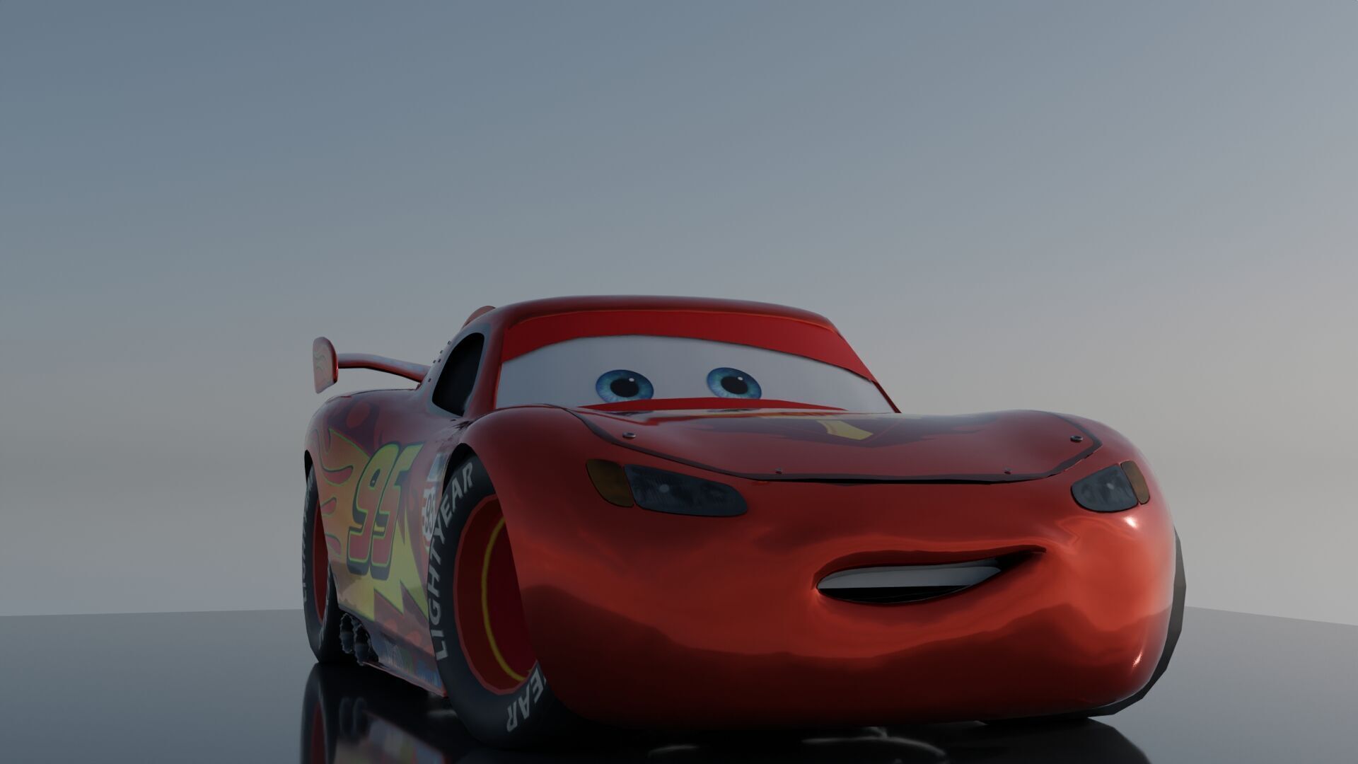 Mc queen car pixar Project Blender Free 3D model_1