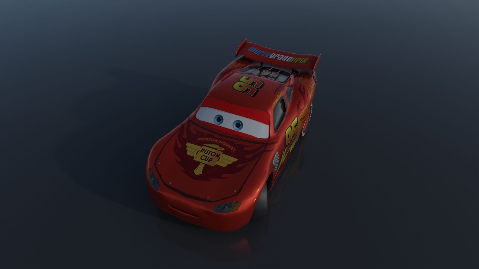 Mc queen car pixar Project Blender Free 3D model_4