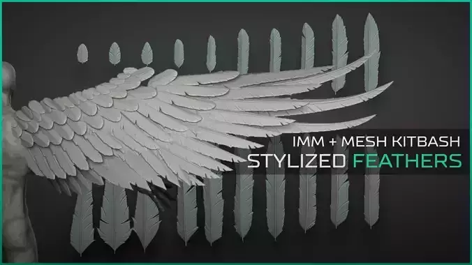 Stylized Feathers - 20 Insert mesh Zbrush 3D model