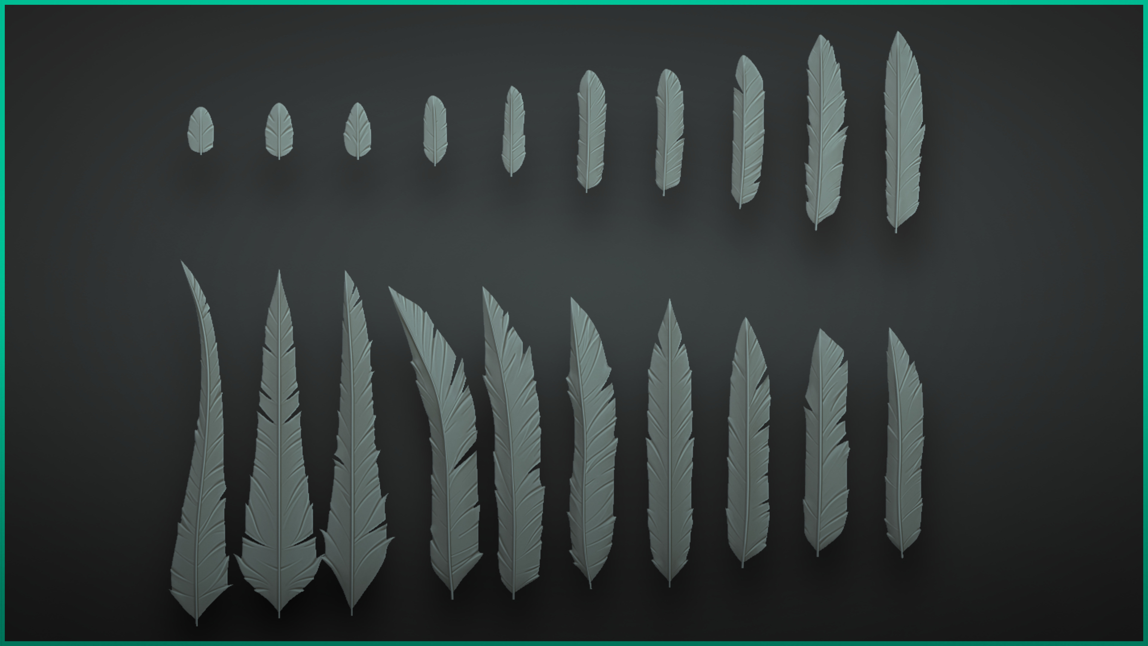 Stylized Feathers - 20 Insert mesh Zbrush 3D model_2