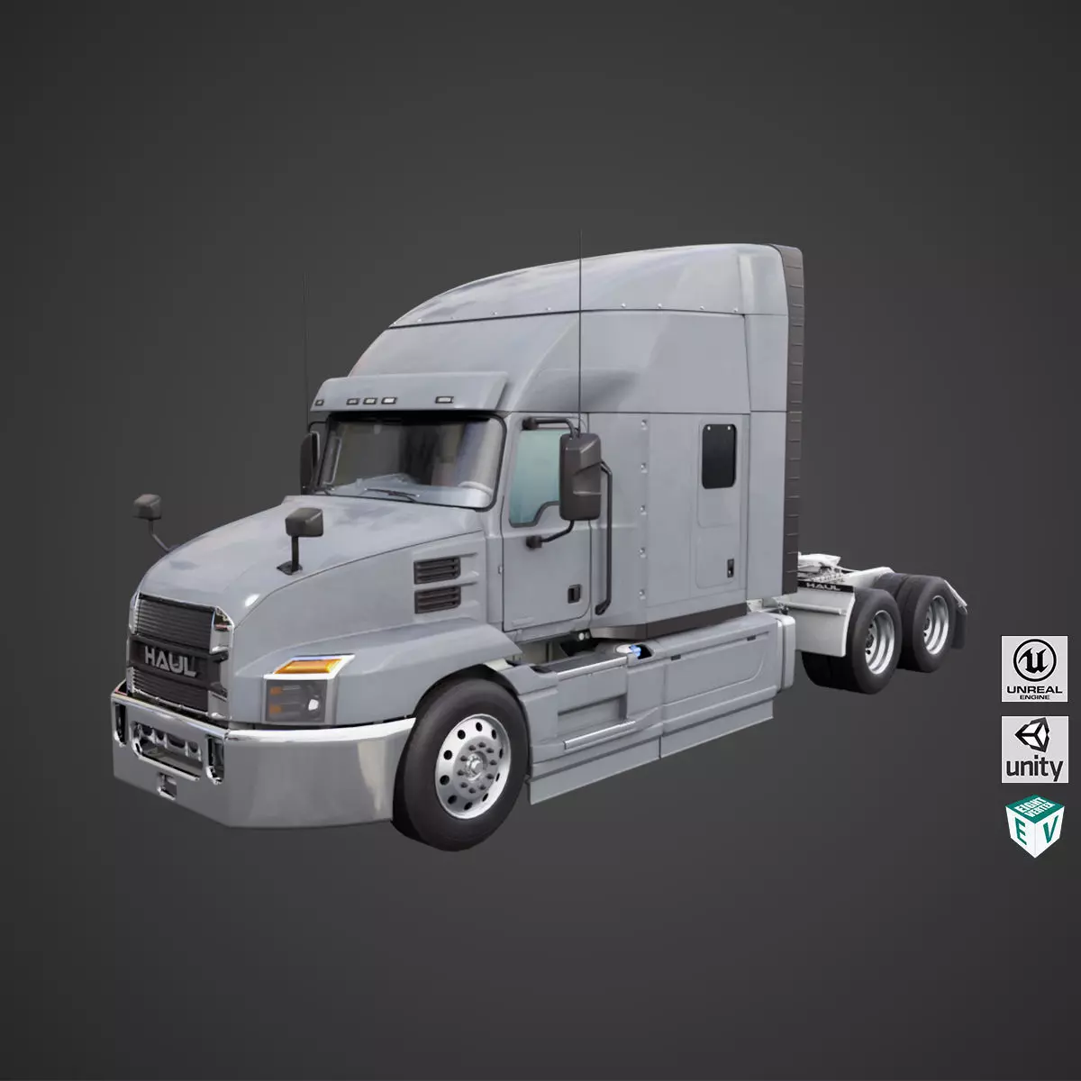 Generic Heavy Truck Chassis 05 Grey Interior All PBR Textures Low-poly 3D model