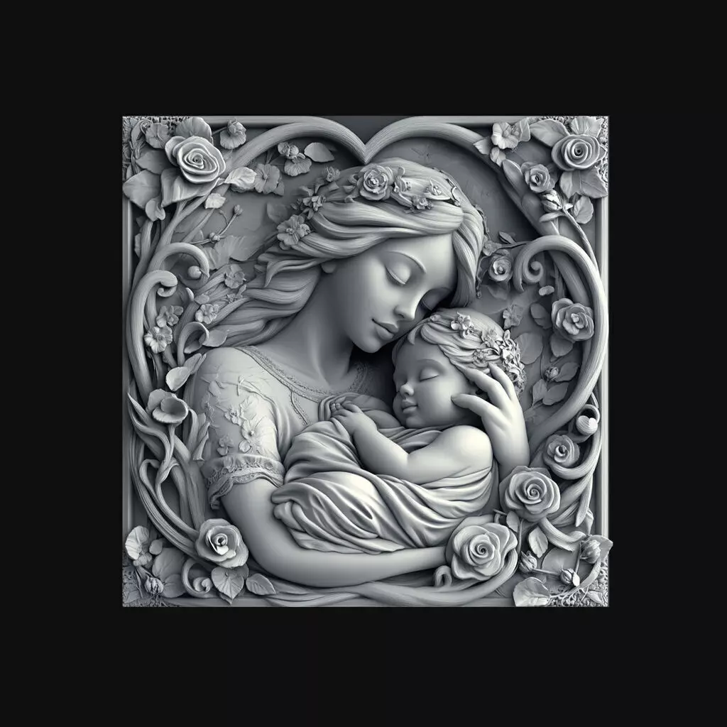 Tender Mother and Baby Relief 3D print model_0