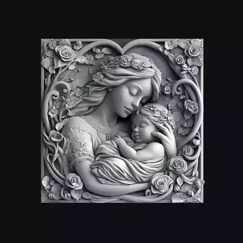 Tender Mother and Baby Relief 3D print model