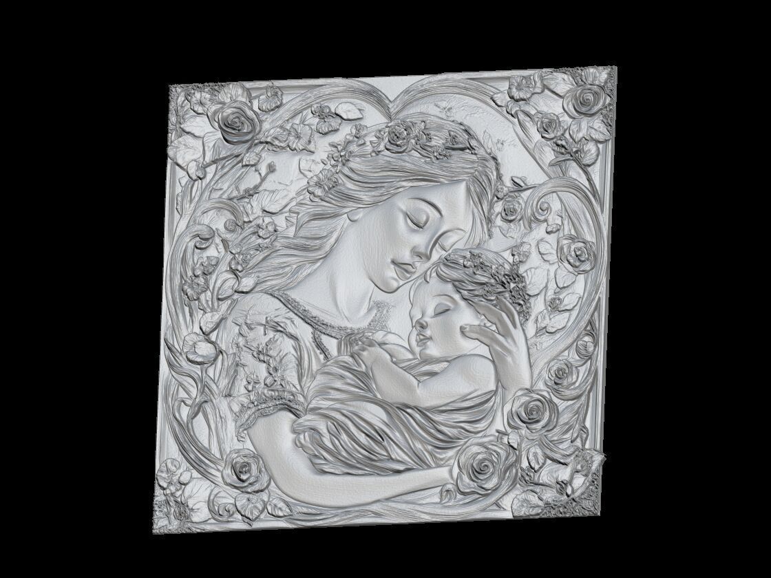 Tender Mother and Baby Relief 3D print model_2