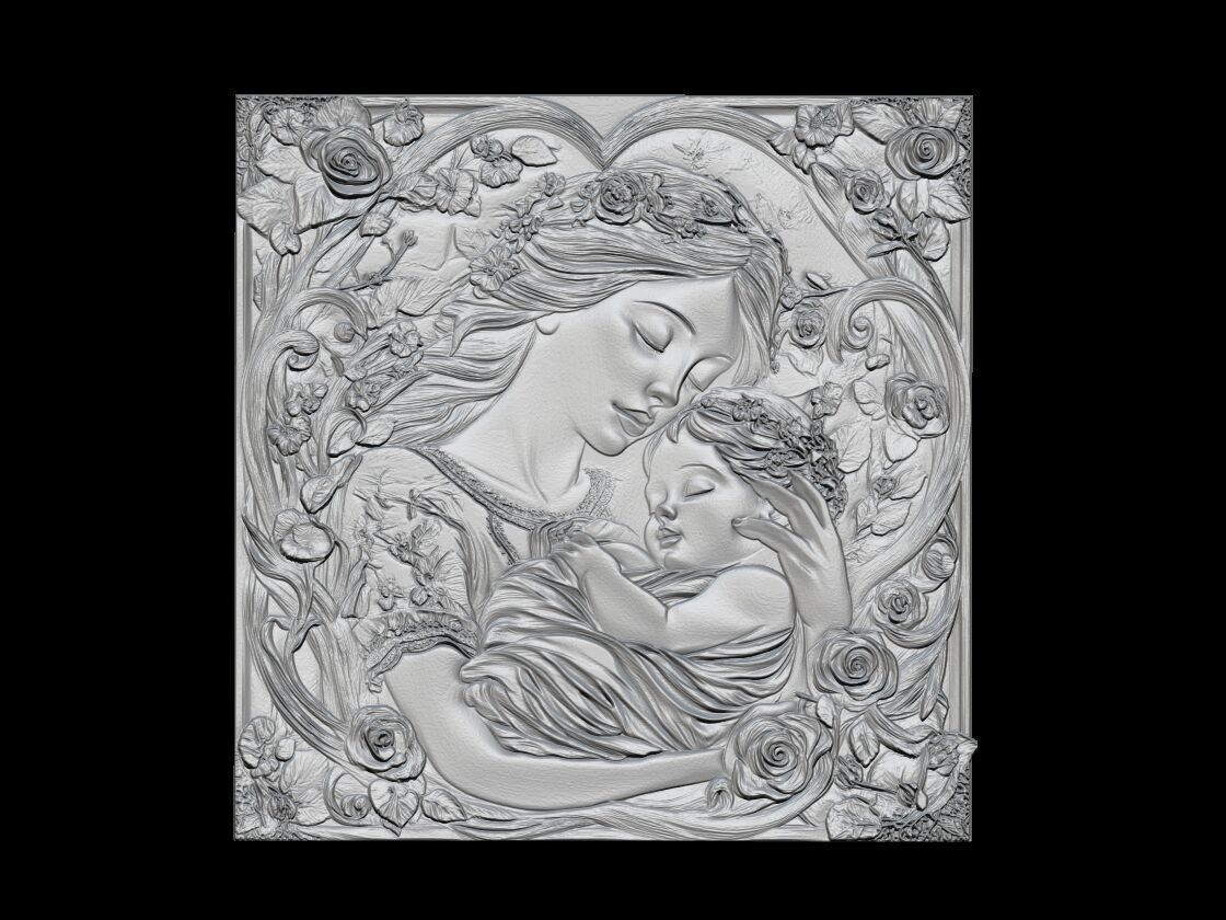 Tender Mother and Baby Relief 3D print model_1