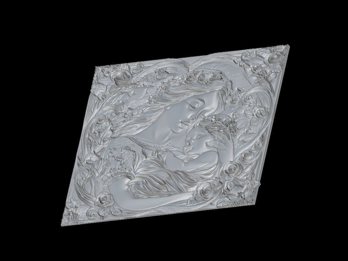 Tender Mother and Baby Relief 3D print model_4