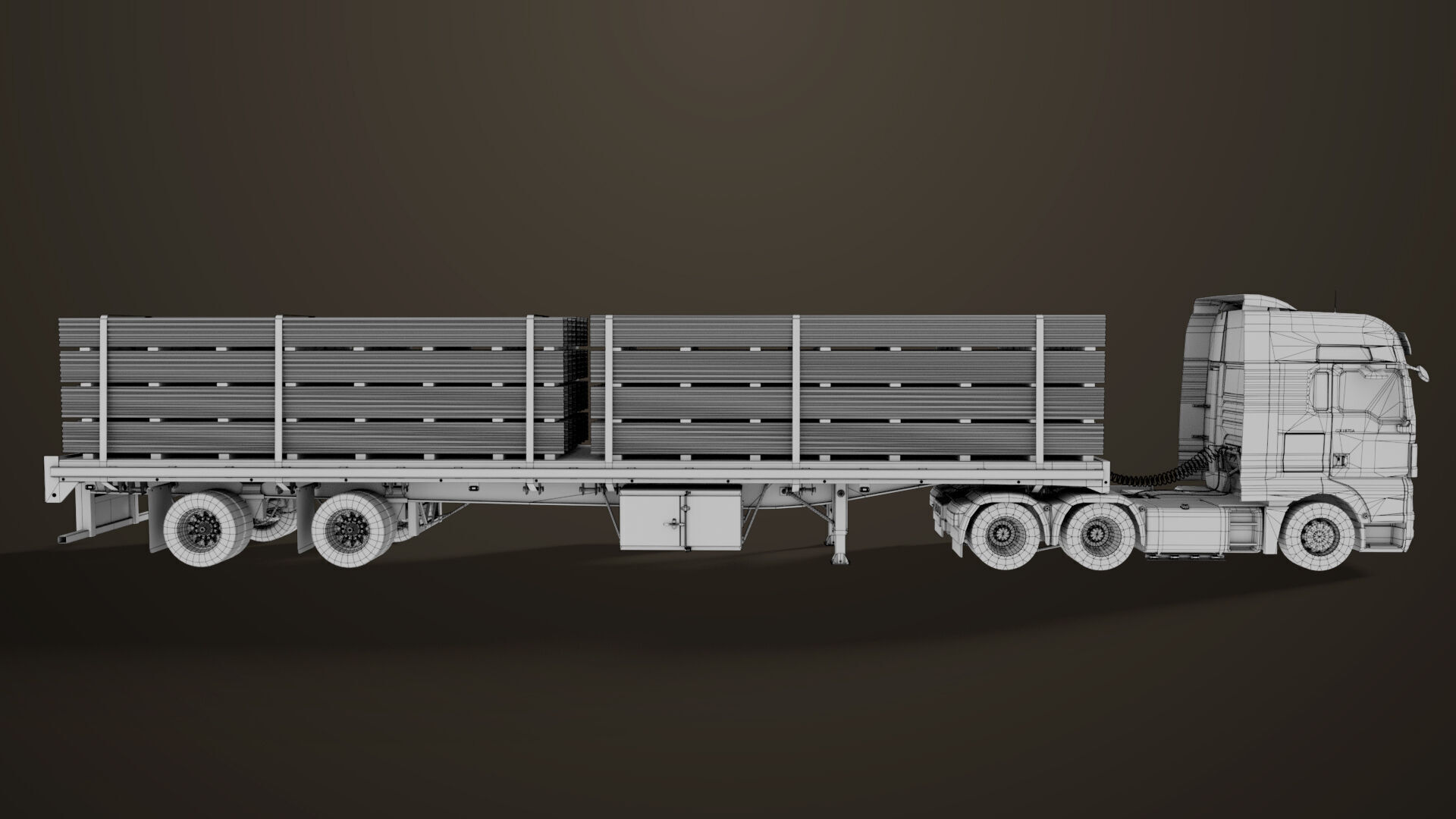 Heavy Truck 04 Flatbed Load Trailer All PBR Unity UE Textures Low-poly 3D model_74