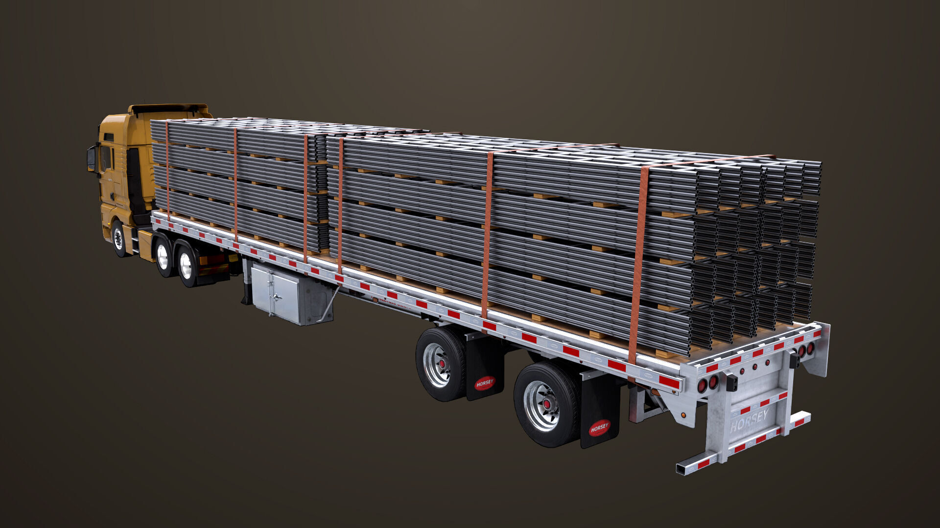 Heavy Truck 04 Flatbed Load Trailer All PBR Unity UE Textures Low-poly 3D model_41