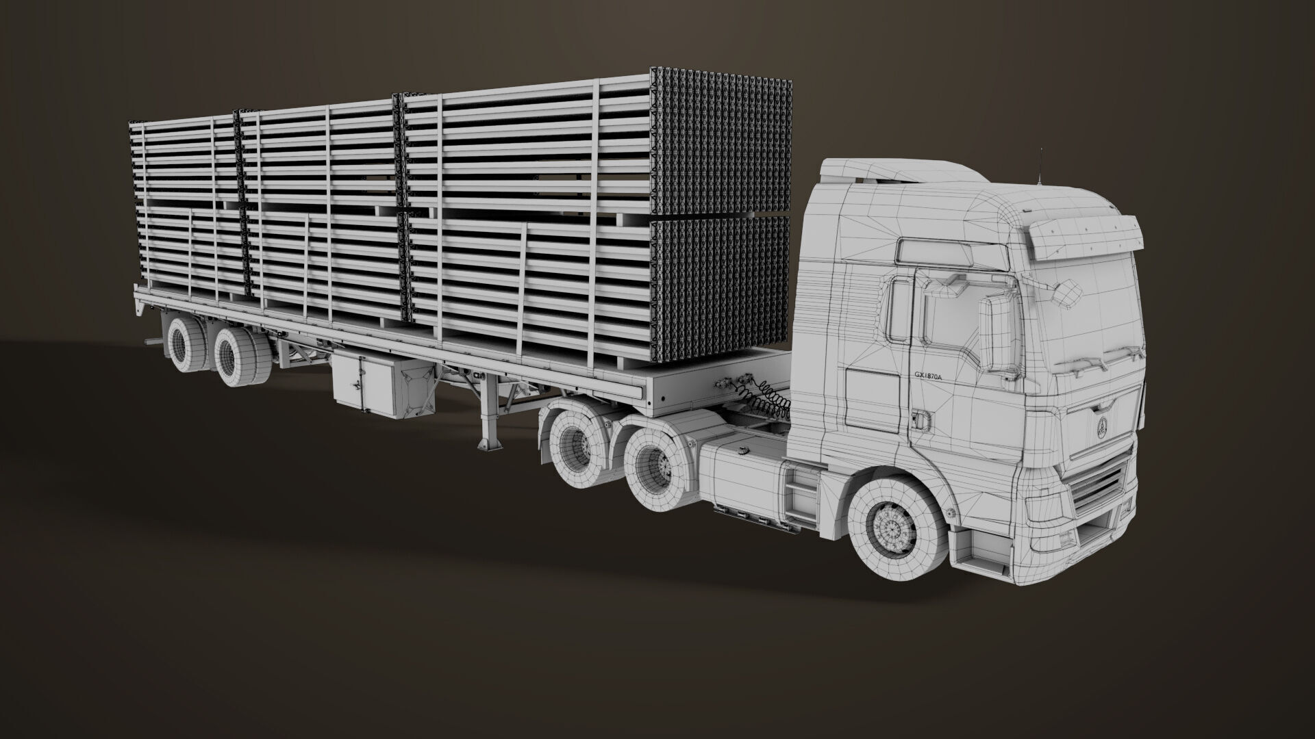 Heavy Truck 04 Flatbed Load Trailer All PBR Unity UE Textures Low-poly 3D model_64