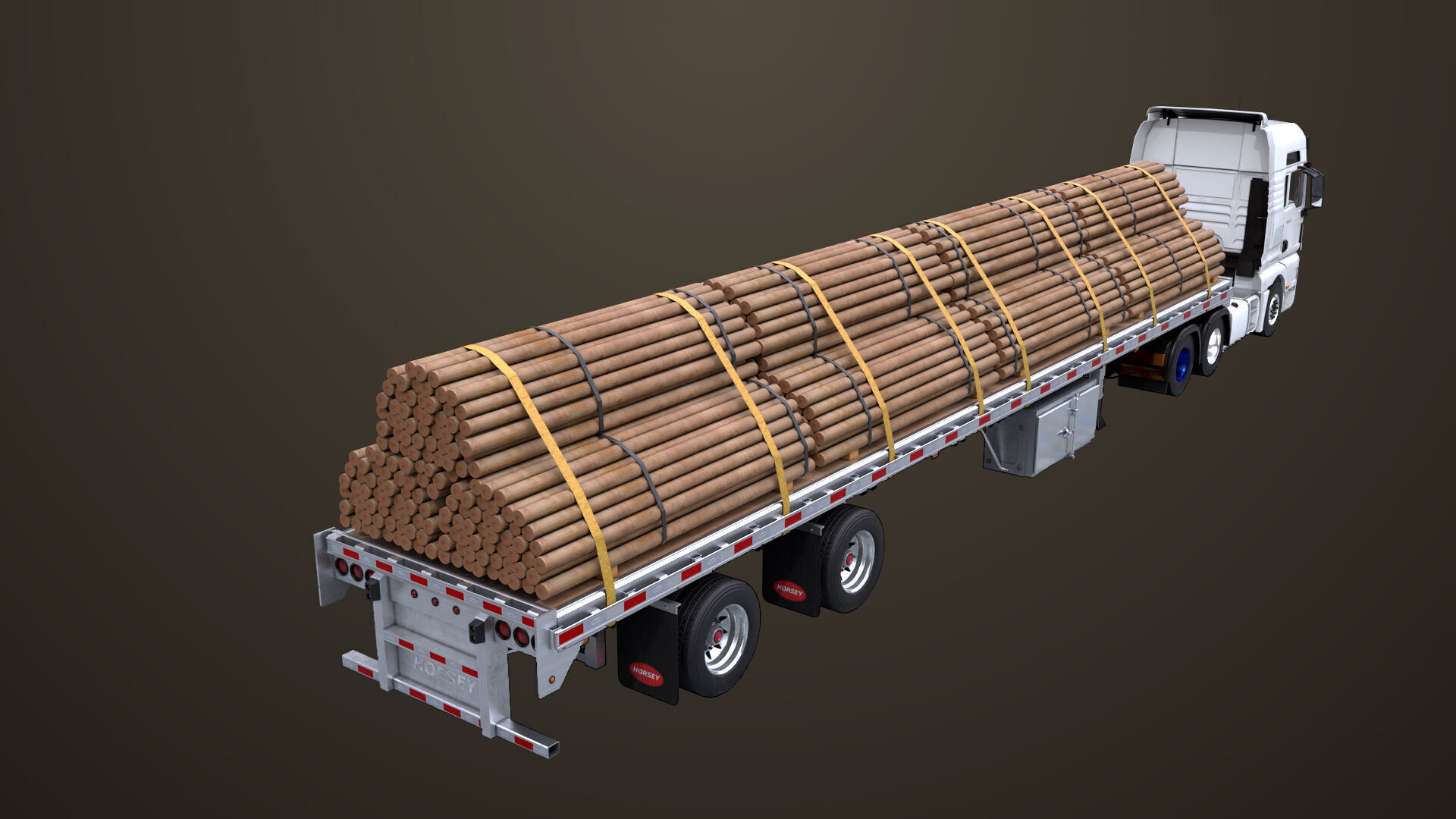 Heavy Truck 04 Flatbed Load Trailer All PBR Unity UE Textures Low-poly 3D model_51