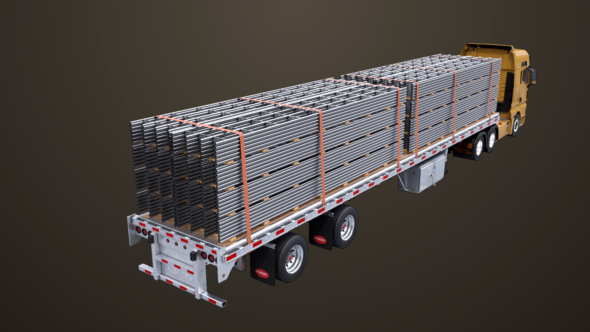 Heavy Truck 04 Flatbed Load Trailer All PBR Unity UE Textures Low-poly 3D model_49