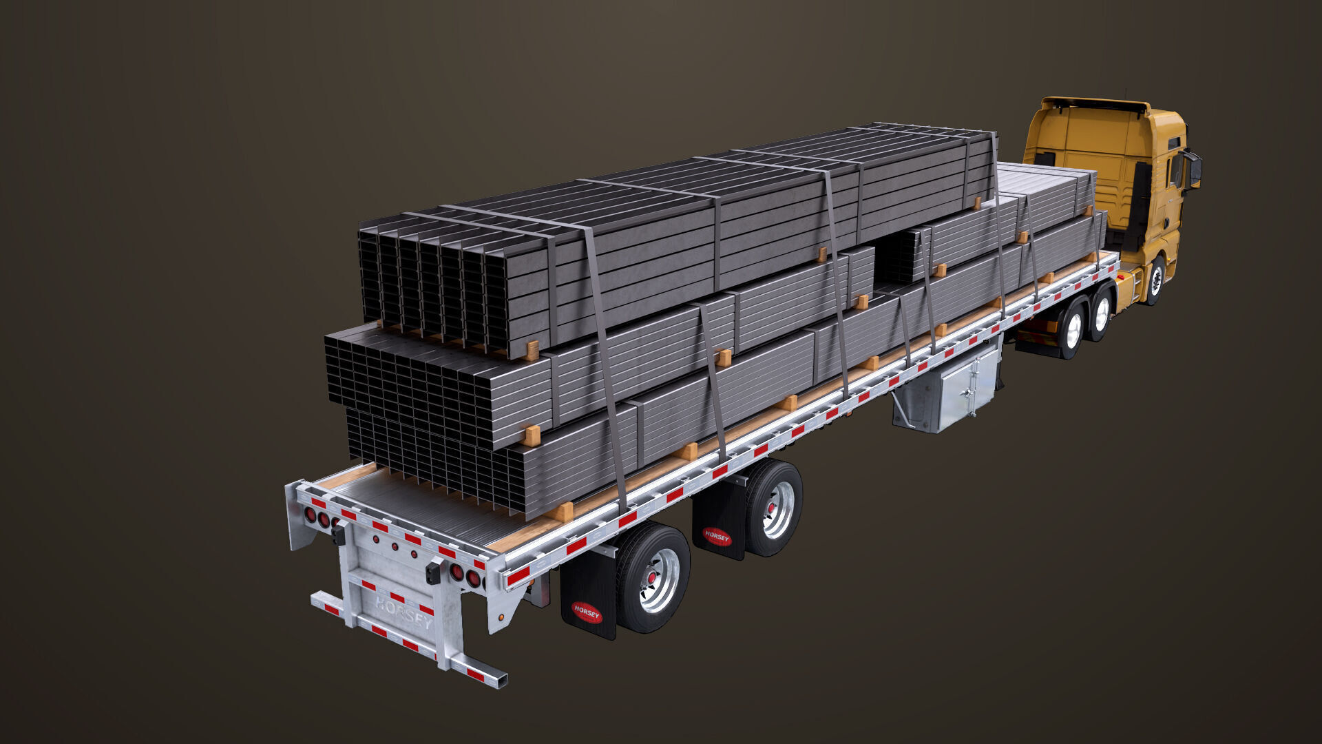 Heavy Truck 04 Flatbed Load Trailer All PBR Unity UE Textures Low-poly 3D model_52