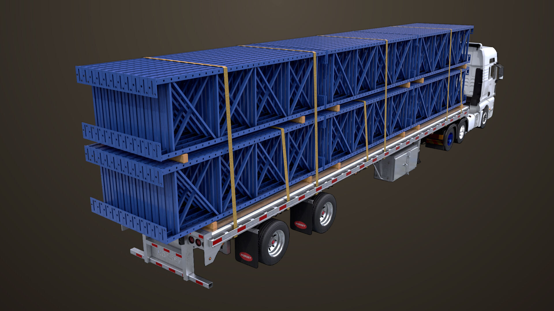 Heavy Truck 04 Flatbed Load Trailer All PBR Unity UE Textures Low-poly 3D model_50