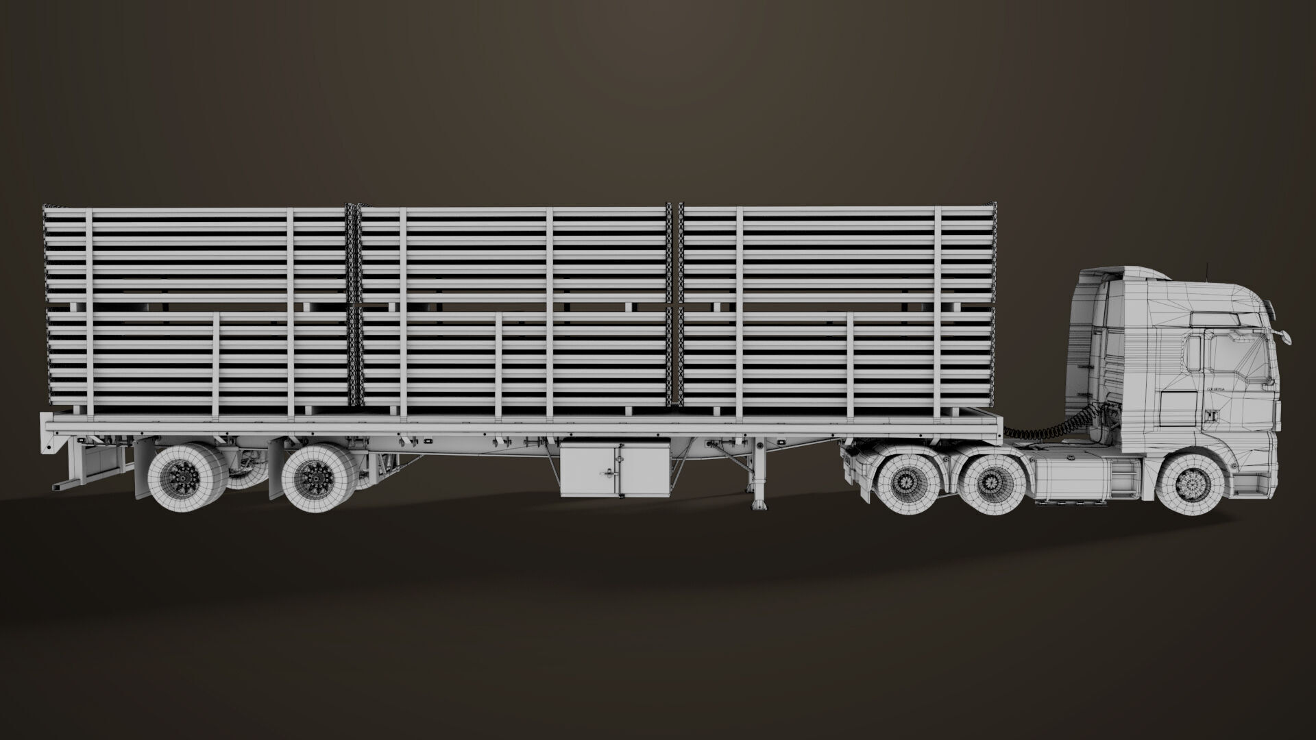 Heavy Truck 04 Flatbed Load Trailer All PBR Unity UE Textures Low-poly 3D model_72