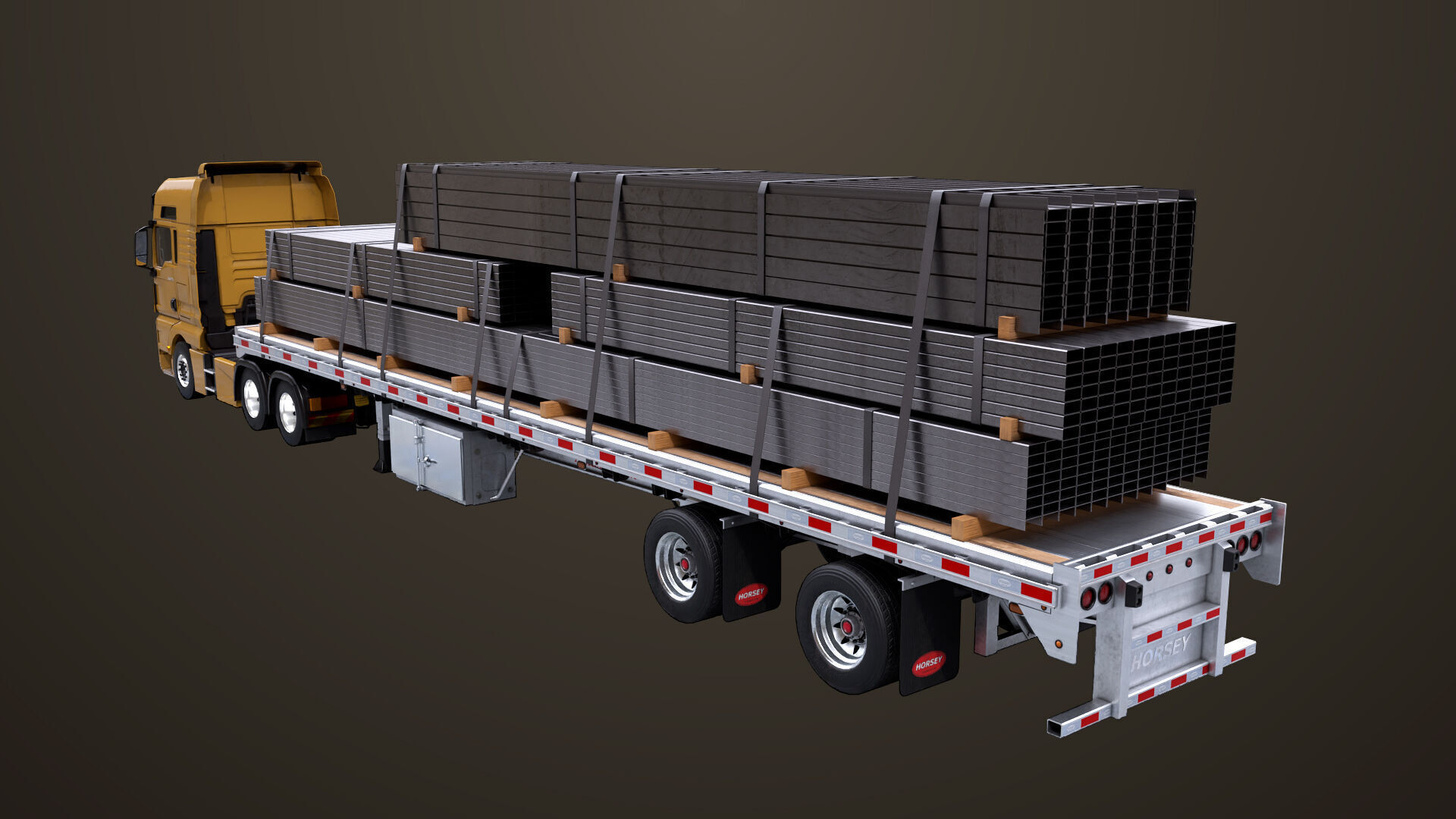 Heavy Truck 04 Flatbed Load Trailer All PBR Unity UE Textures Low-poly 3D model_44