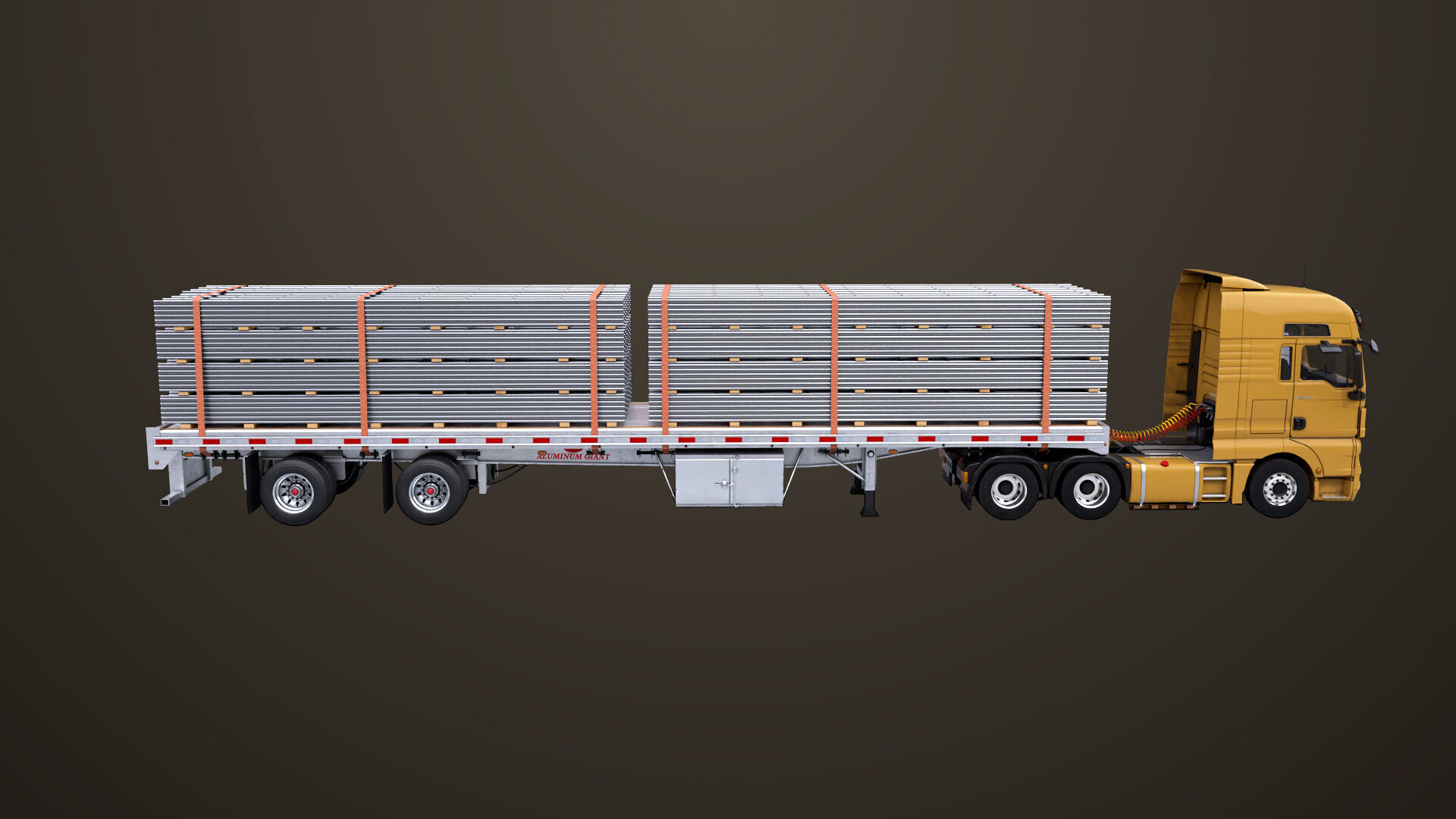 Heavy Truck 04 Flatbed Load Trailer All PBR Unity UE Textures Low-poly 3D model_25