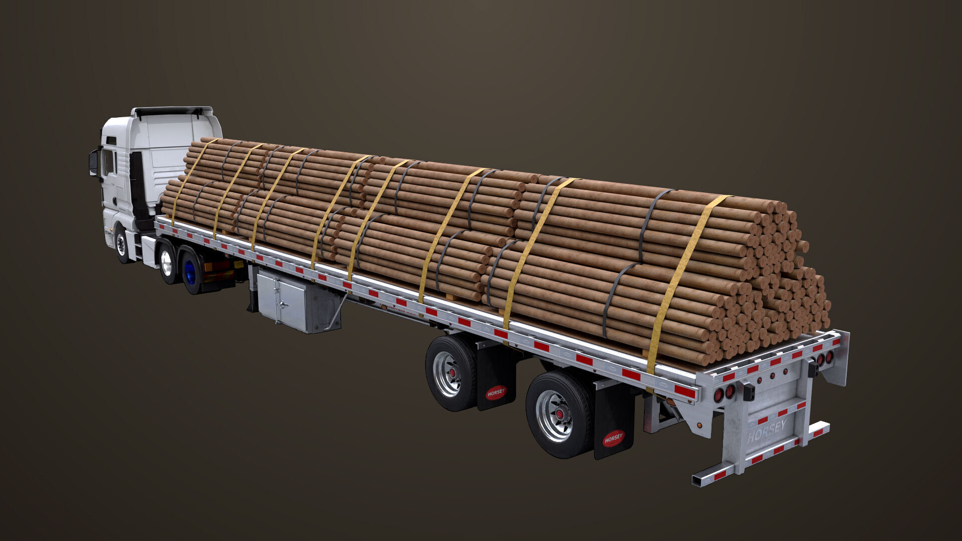 Heavy Truck 04 Flatbed Load Trailer All PBR Unity UE Textures Low-poly 3D model_43