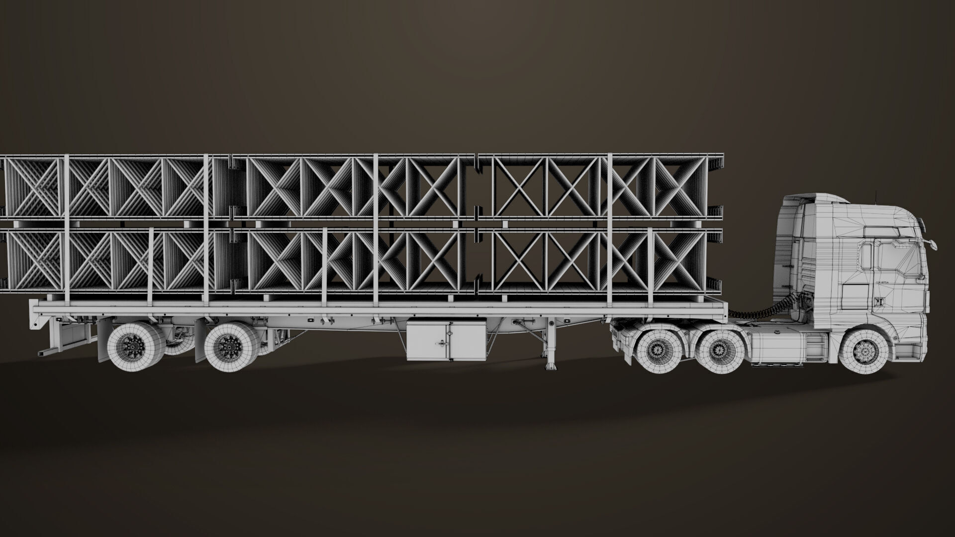 Heavy Truck 04 Flatbed Load Trailer All PBR Unity UE Textures Low-poly 3D model_75