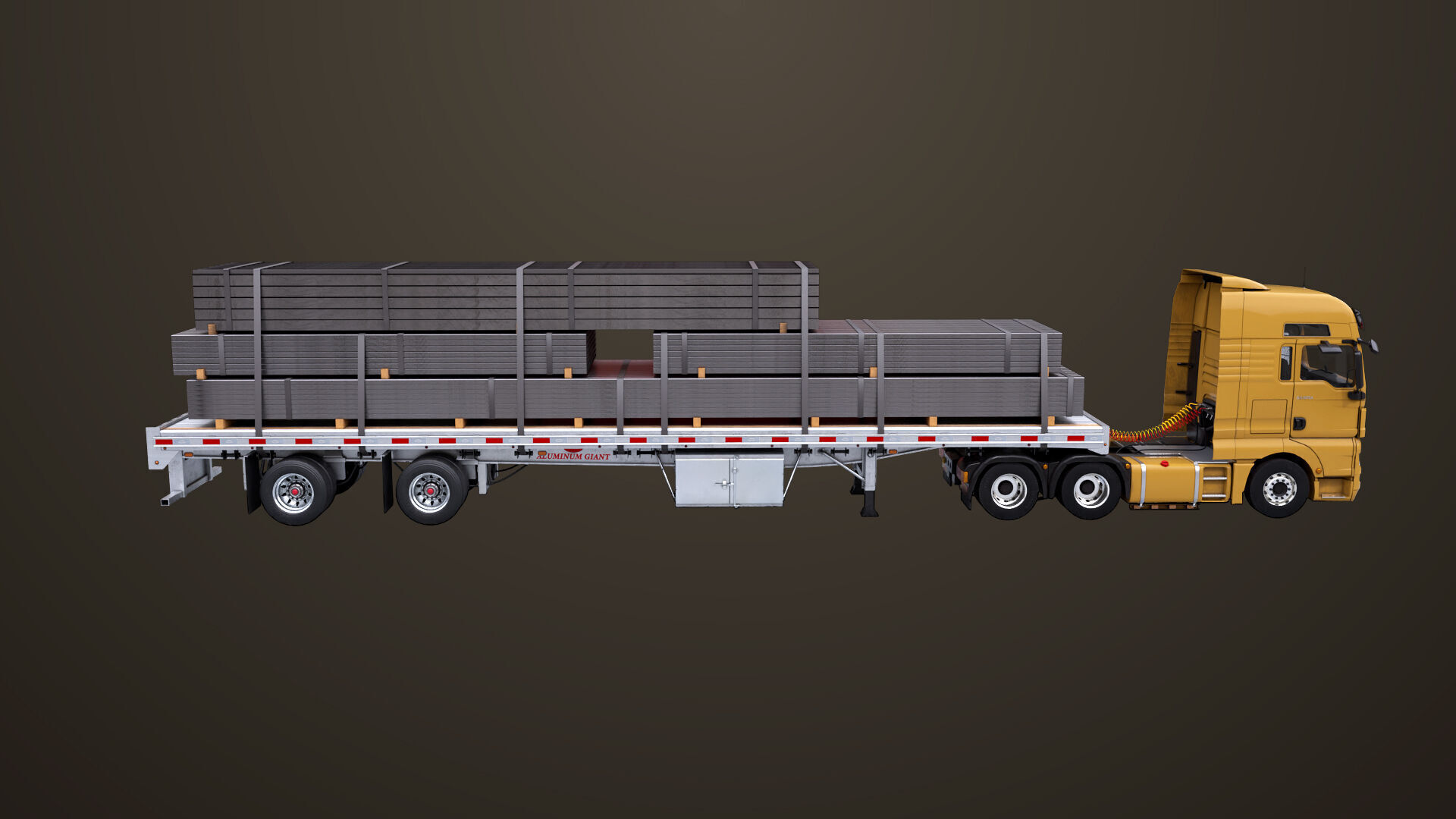 Heavy Truck 04 Flatbed Load Trailer All PBR Unity UE Textures Low-poly 3D model_28