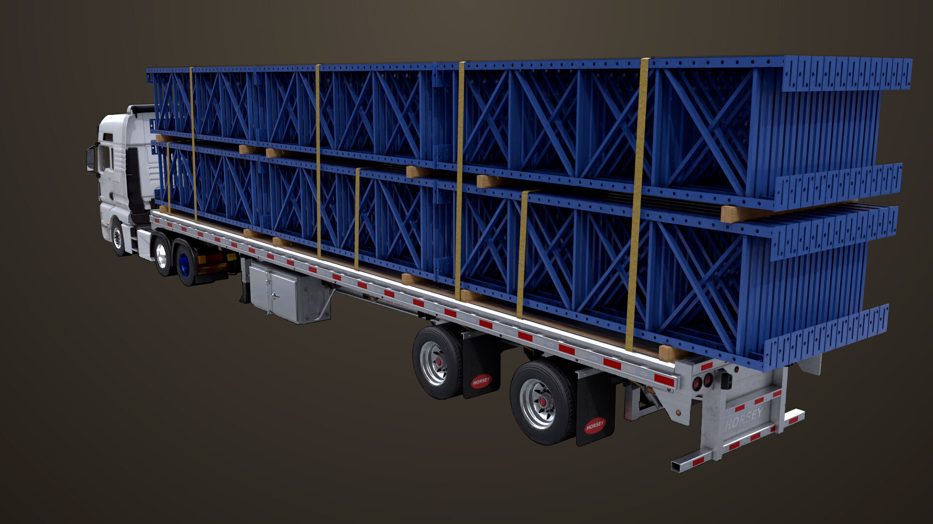 Heavy Truck 04 Flatbed Load Trailer All PBR Unity UE Textures Low-poly 3D model_42