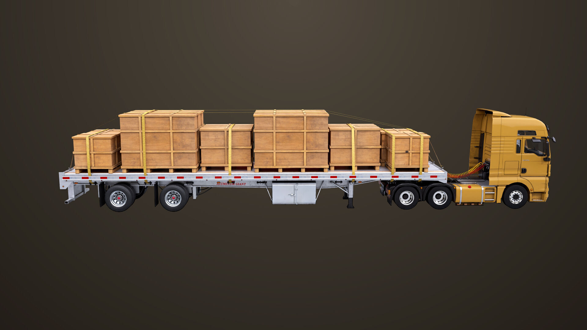Heavy Truck 04 Flatbed Load Trailer All PBR Unity UE Textures Low-poly 3D model_22