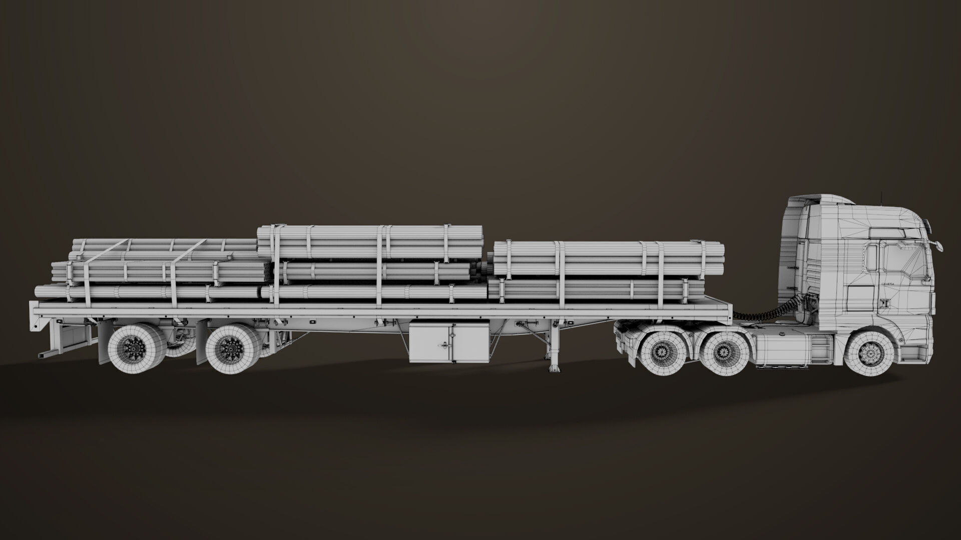 Heavy Truck 04 Flatbed Load Trailer All PBR Unity UE Textures Low-poly 3D model_73