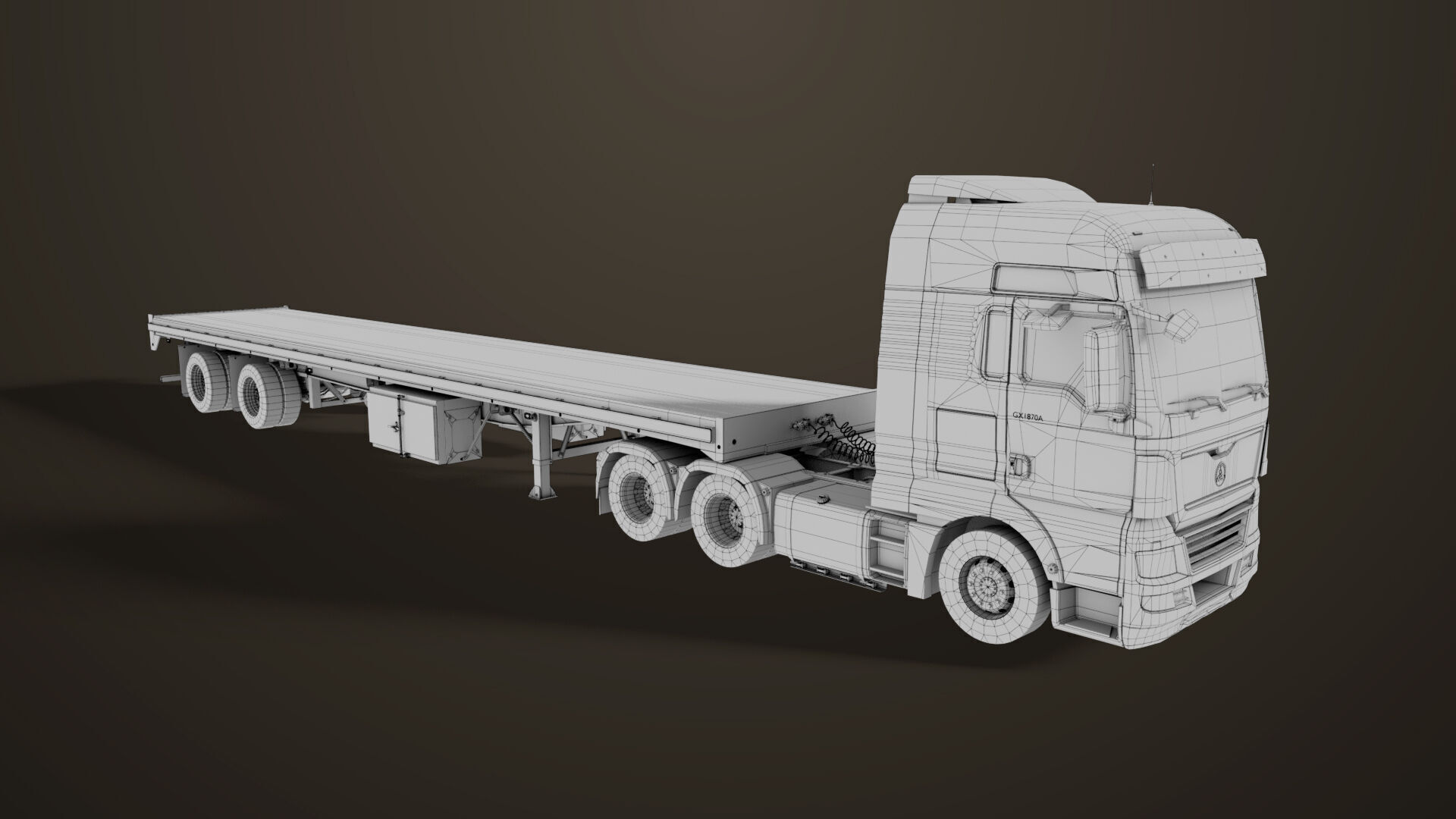 Heavy Truck 04 Flatbed Load Trailer All PBR Unity UE Textures Low-poly 3D model_61