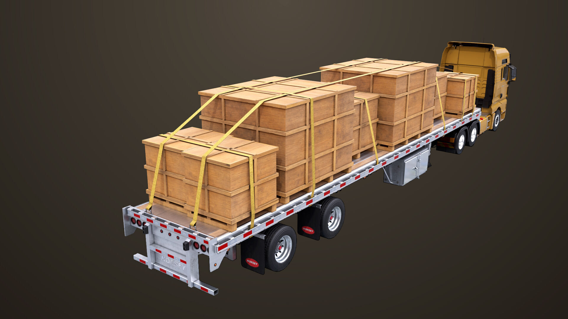 Heavy Truck 04 Flatbed Load Trailer All PBR Unity UE Textures Low-poly 3D model_46