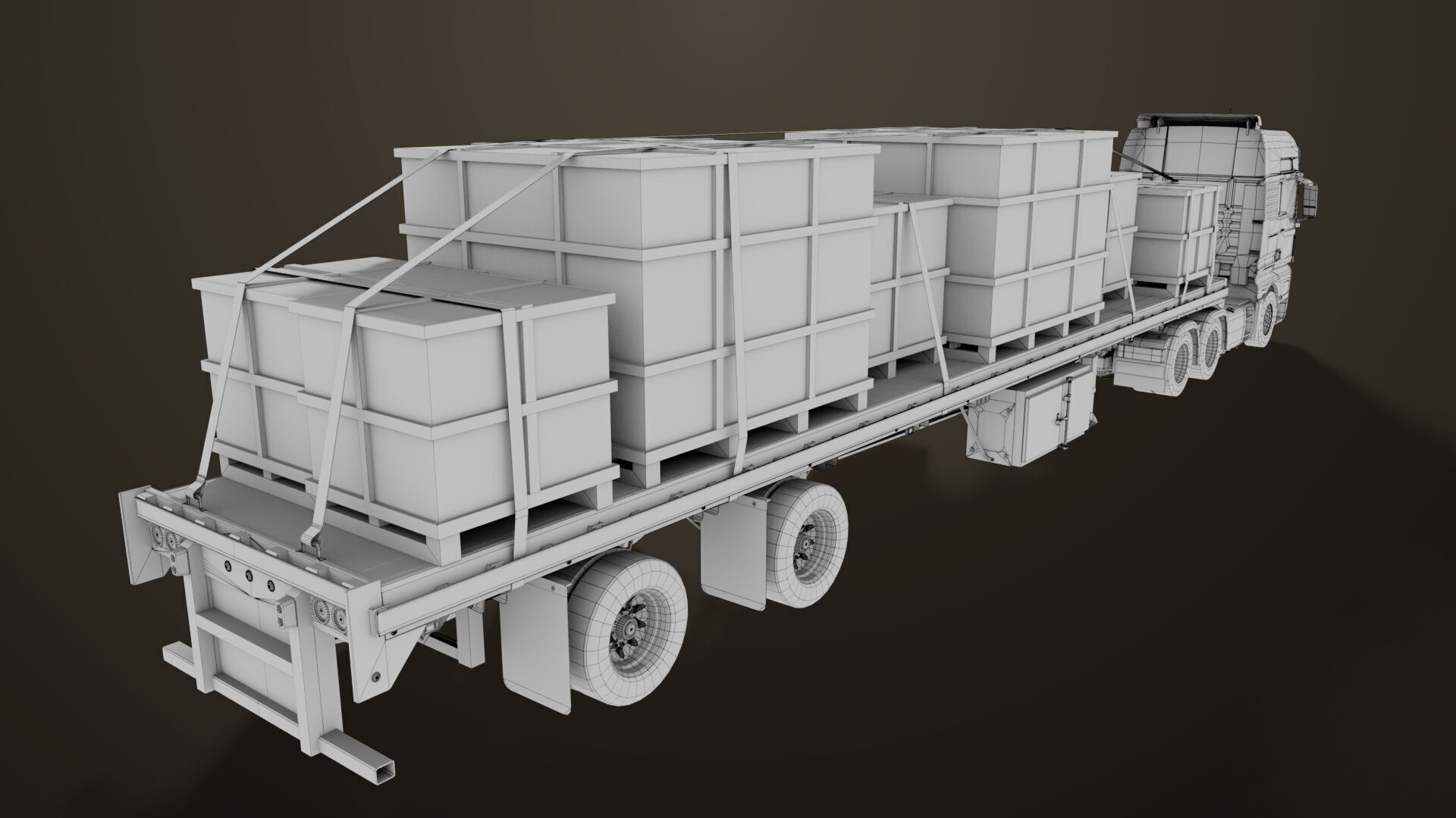 Heavy Truck 04 Flatbed Load Trailer All PBR Unity UE Textures Low-poly 3D model_78