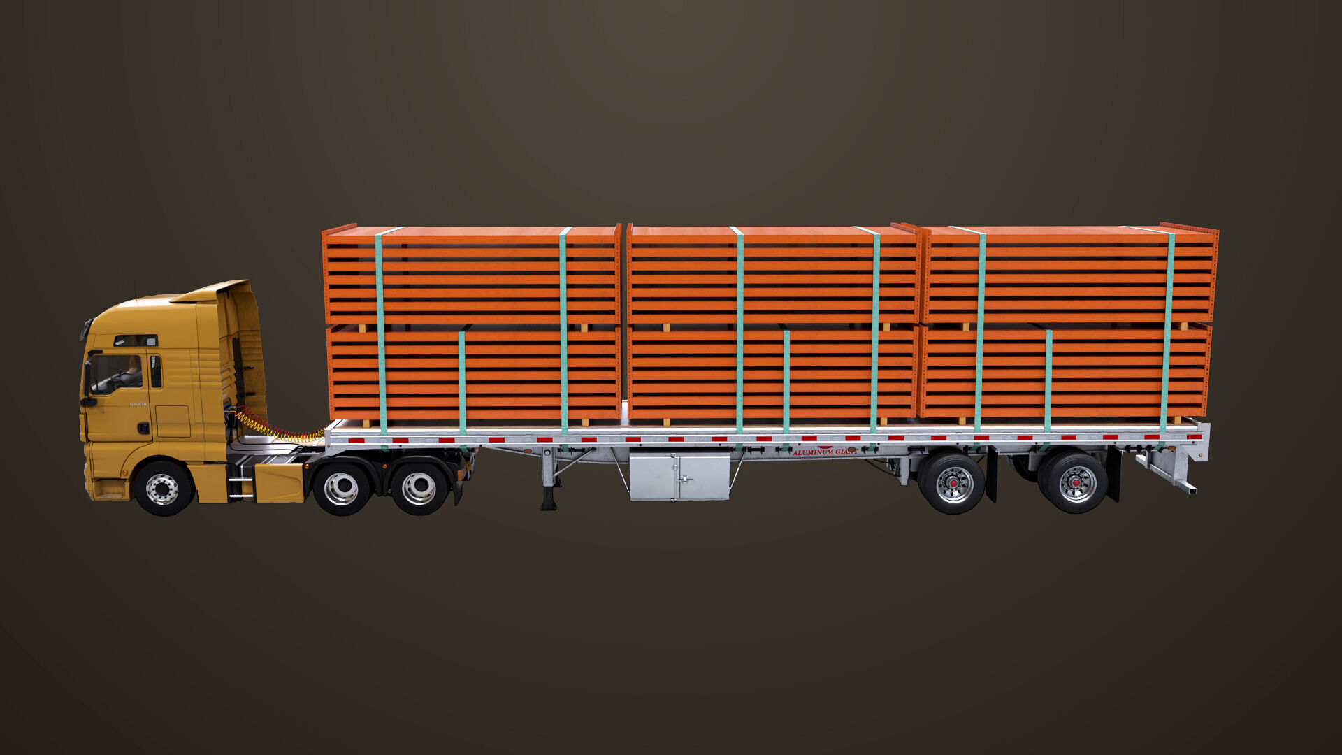Heavy Truck 04 Flatbed Load Trailer All PBR Unity UE Textures Low-poly 3D model_11