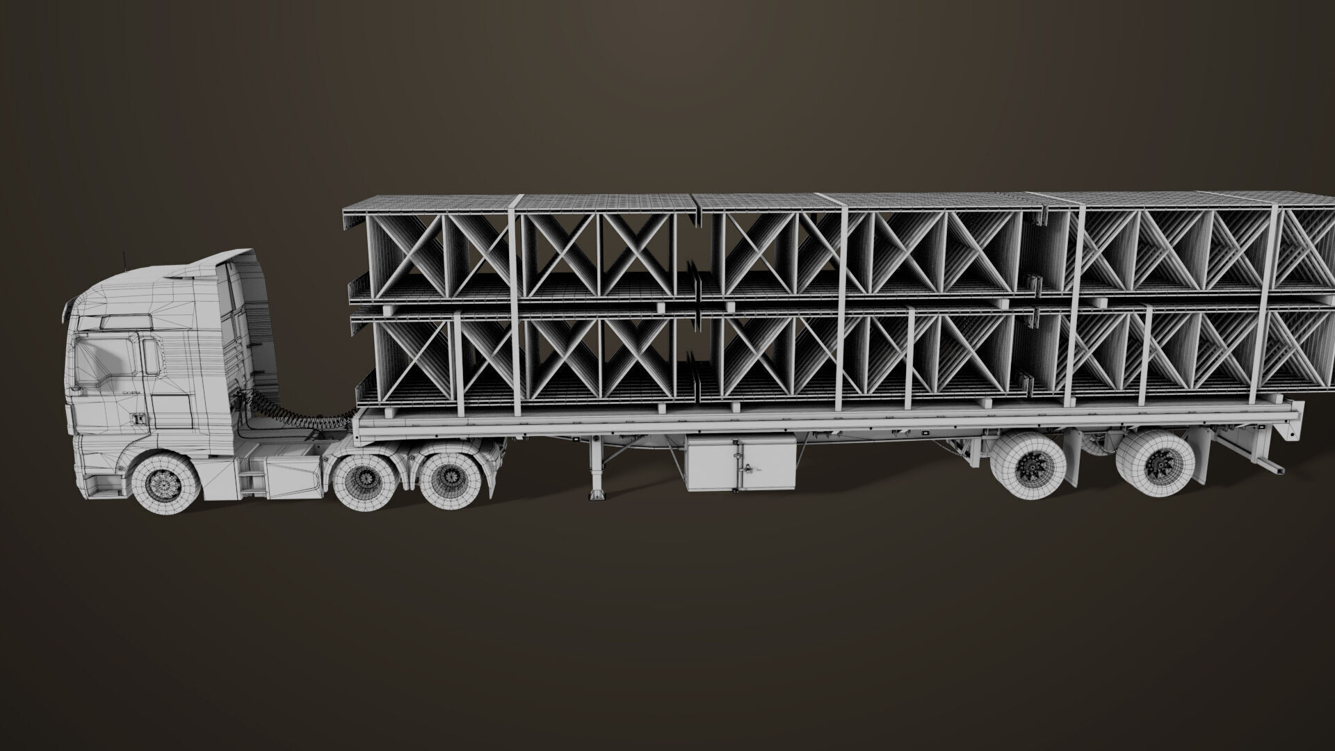Heavy Truck 04 Flatbed Load Trailer All PBR Unity UE Textures Low-poly 3D model_99