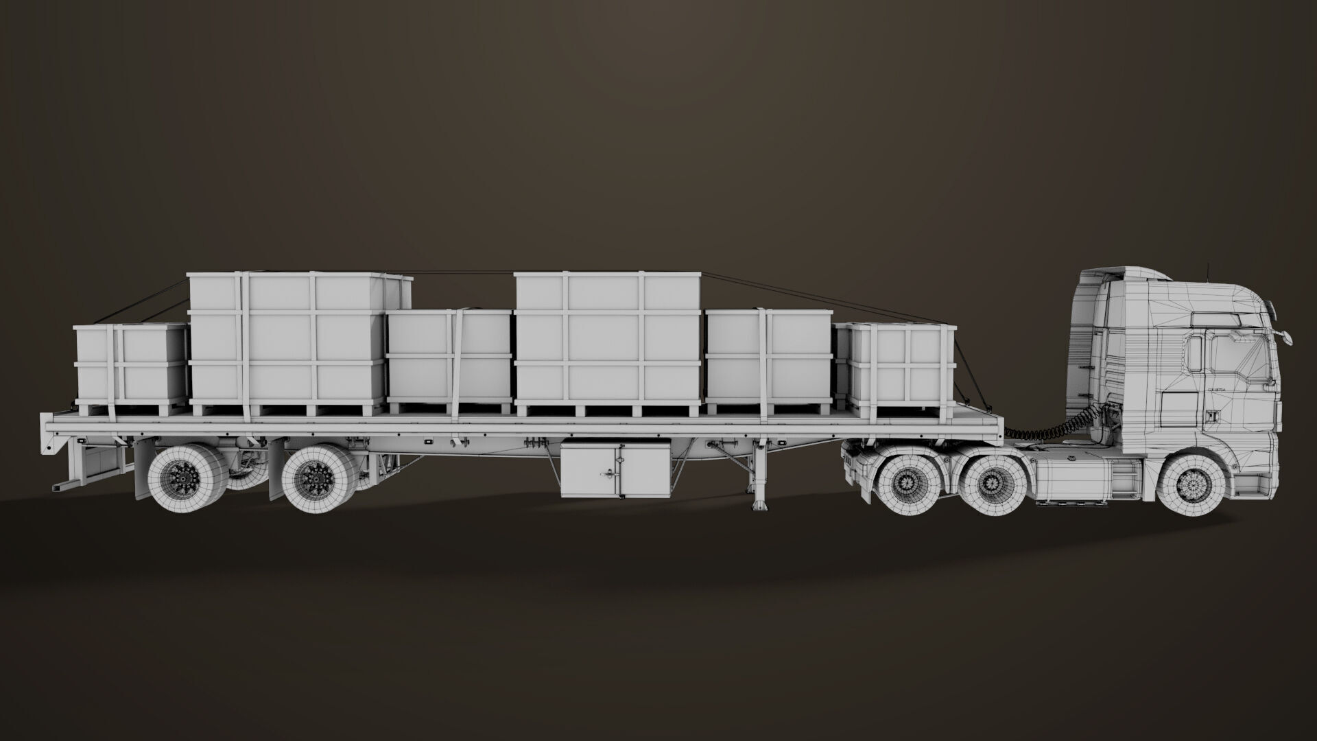 Heavy Truck 04 Flatbed Load Trailer All PBR Unity UE Textures Low-poly 3D model_70