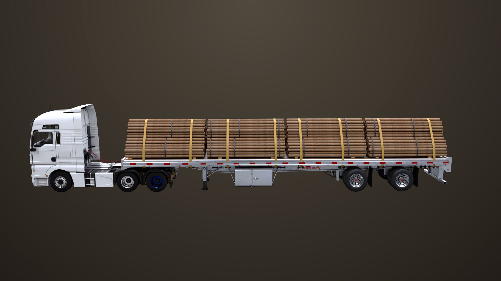 Heavy Truck 04 Flatbed Load Trailer All PBR Unity UE Textures Low-poly 3D model_19