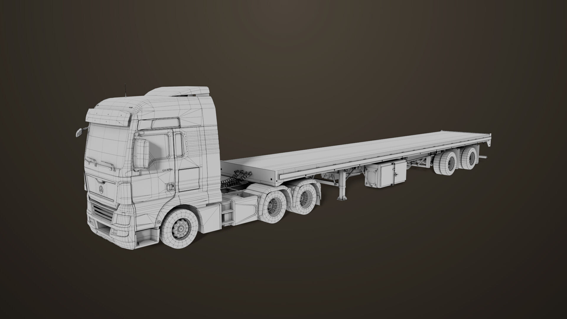 Heavy Truck 04 Flatbed Load Trailer All PBR Unity UE Textures Low-poly 3D model_53