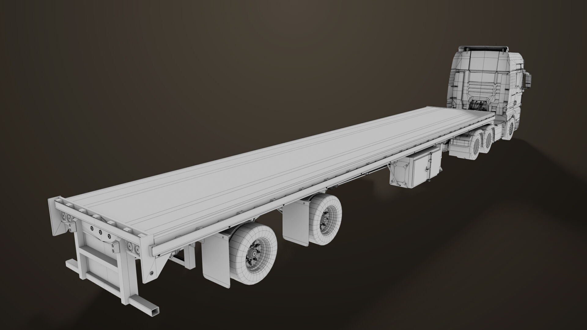Heavy Truck 04 Flatbed Load Trailer All PBR Unity UE Textures Low-poly 3D model_77