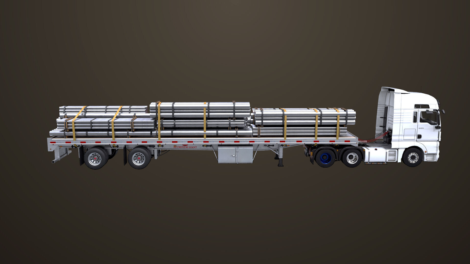 Heavy Truck 04 Flatbed Load Trailer All PBR Unity UE Textures Low-poly 3D model_24