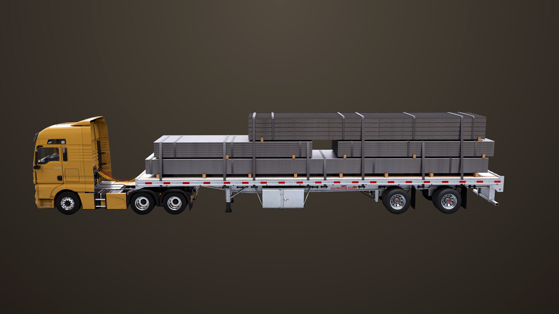 Heavy Truck 04 Flatbed Load Trailer All PBR Unity UE Textures Low-poly 3D model_20