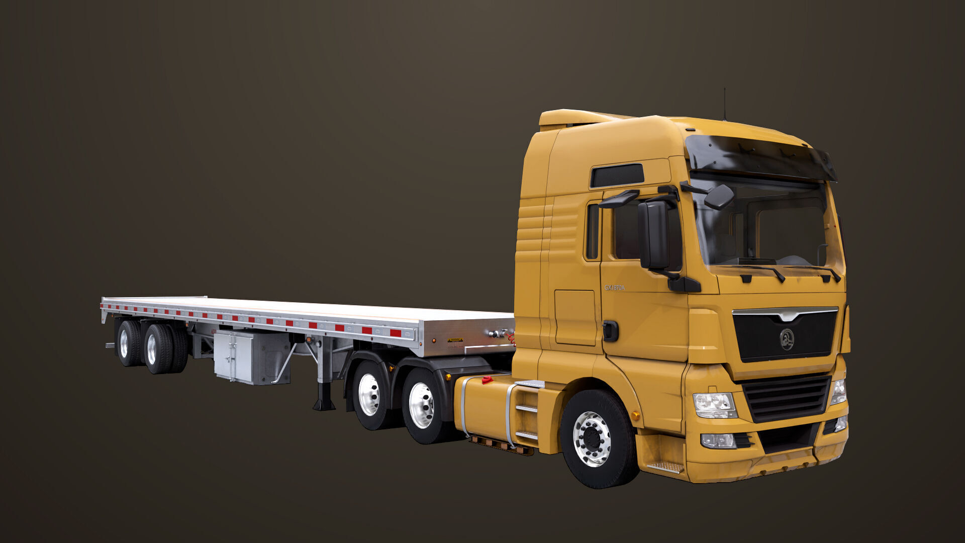Heavy Truck 04 Flatbed Load Trailer All PBR Unity UE Textures Low-poly 3D model_29