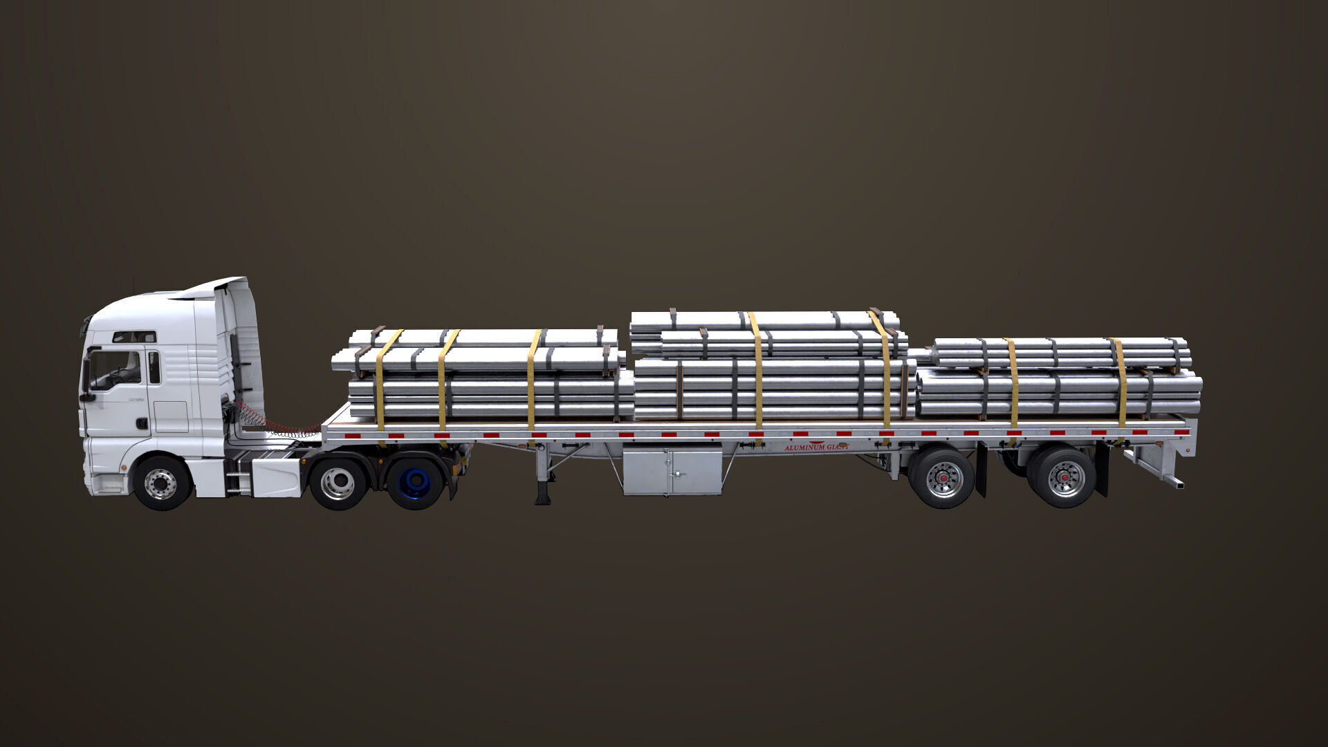 Heavy Truck 04 Flatbed Load Trailer All PBR Unity UE Textures Low-poly 3D model_16