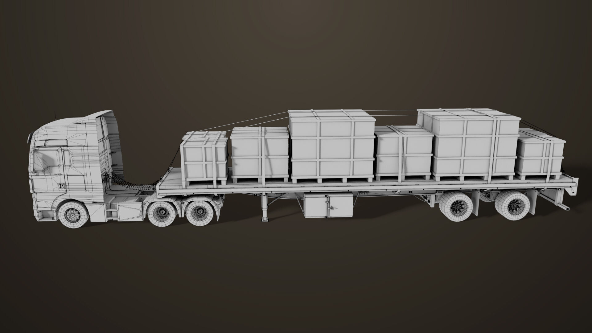 Heavy Truck 04 Flatbed Load Trailer All PBR Unity UE Textures Low-poly 3D model_94