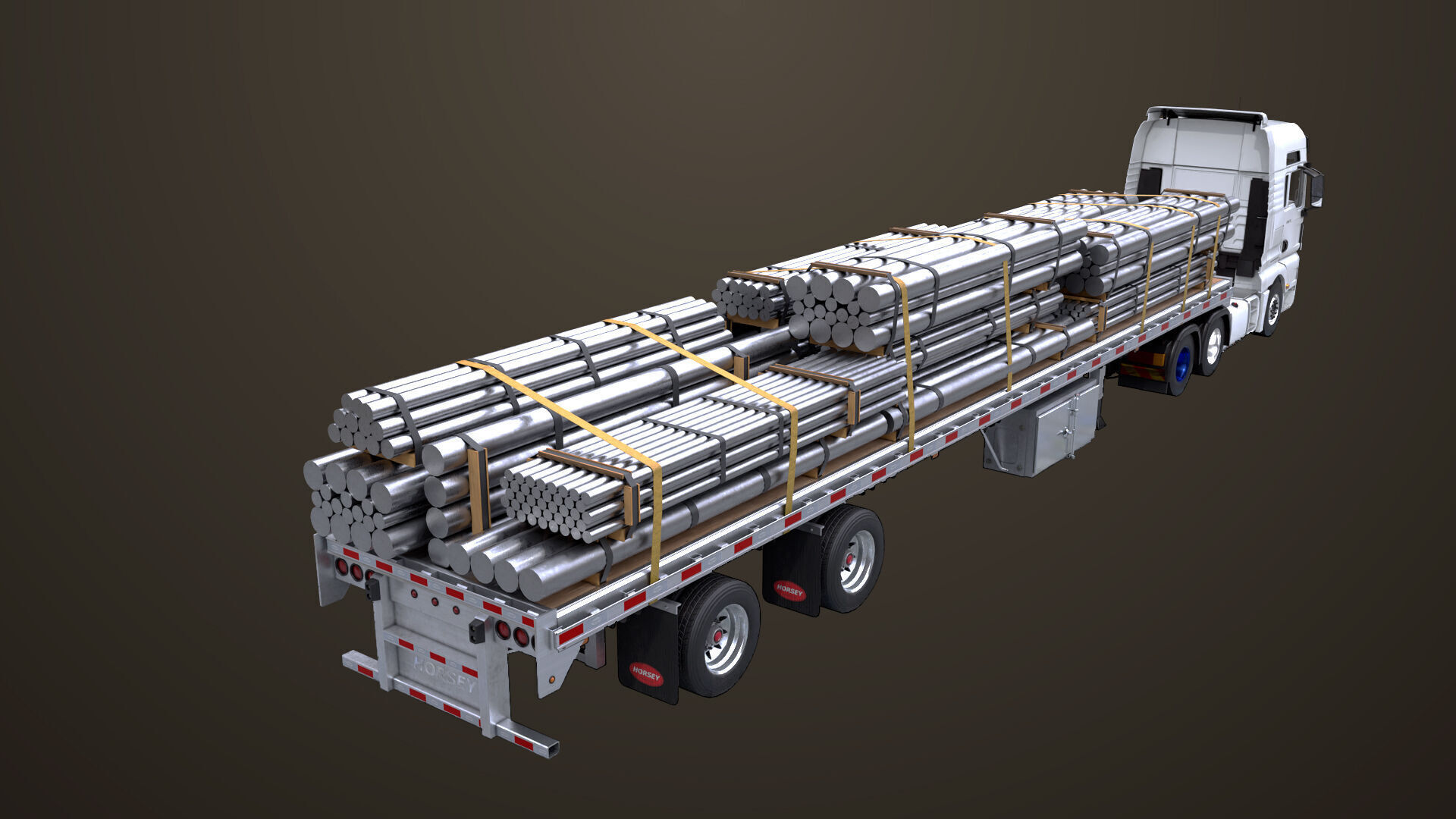 Heavy Truck 04 Flatbed Load Trailer All PBR Unity UE Textures Low-poly 3D model_48