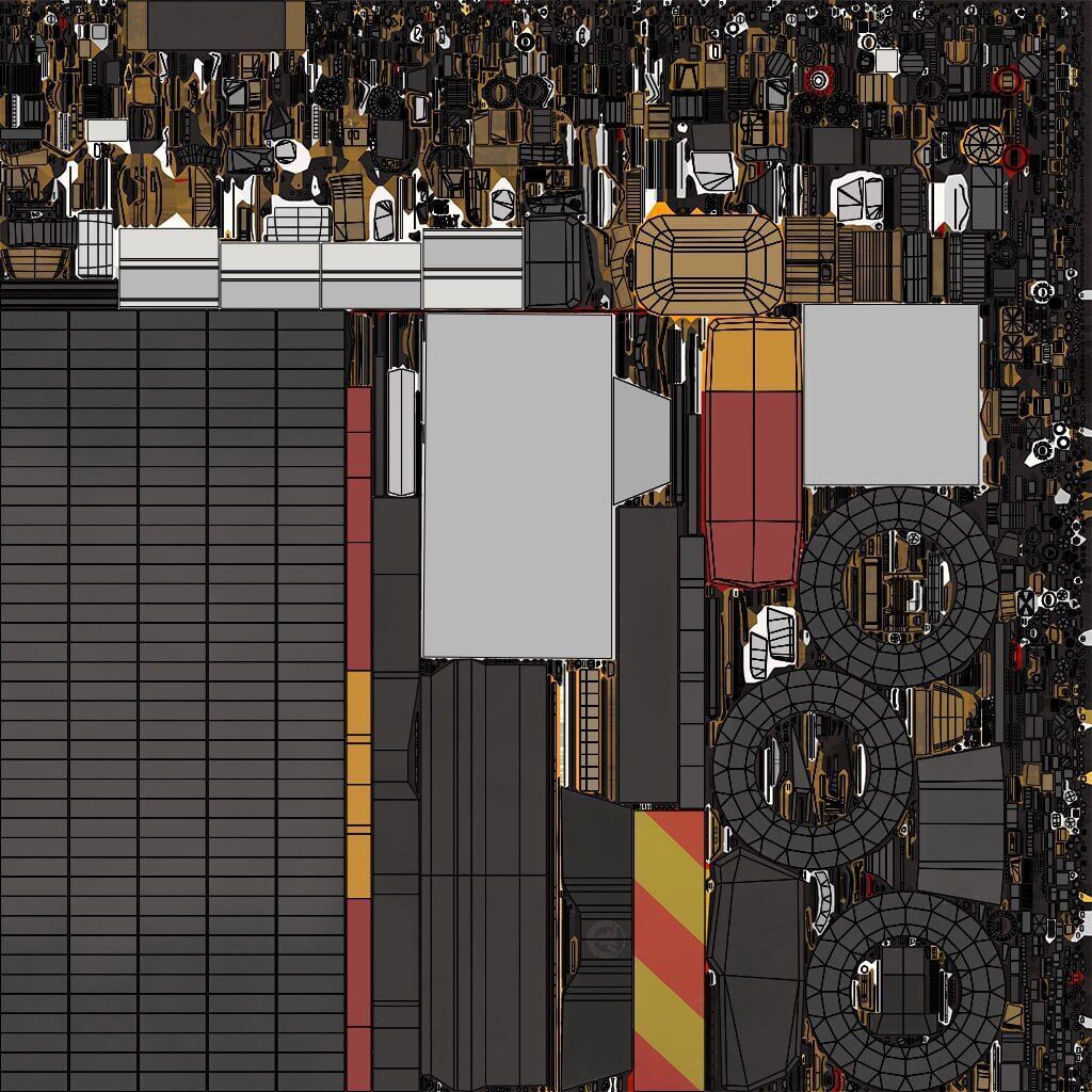 Heavy Truck 04 Flatbed Load Trailer All PBR Unity UE Textures Low-poly 3D model_101