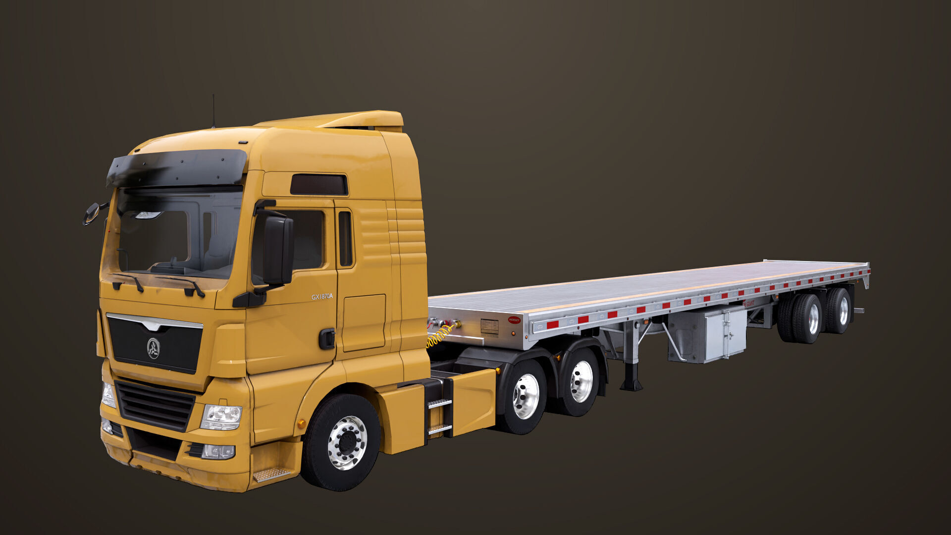 Heavy Truck 04 Flatbed Load Trailer All PBR Unity UE Textures Low-poly 3D model_1