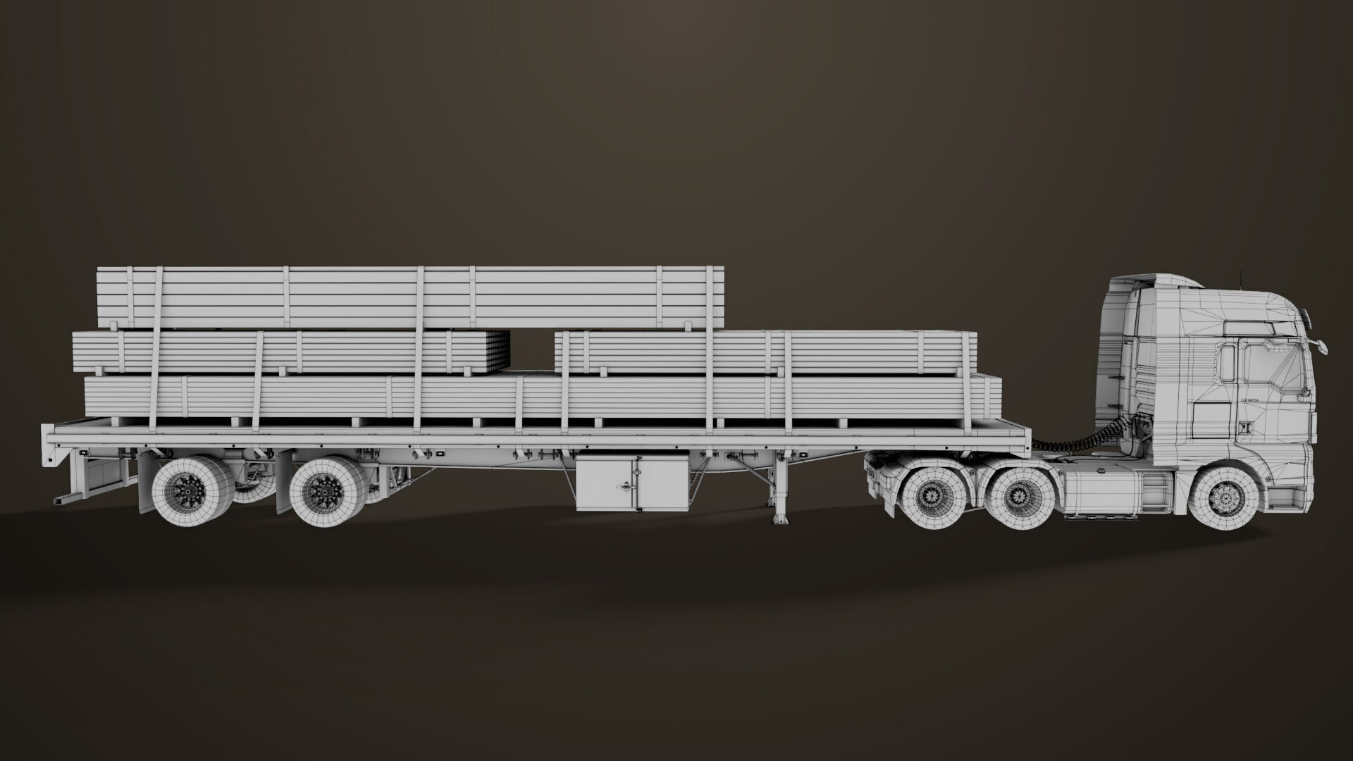 Heavy Truck 04 Flatbed Load Trailer All PBR Unity UE Textures Low-poly 3D model_71