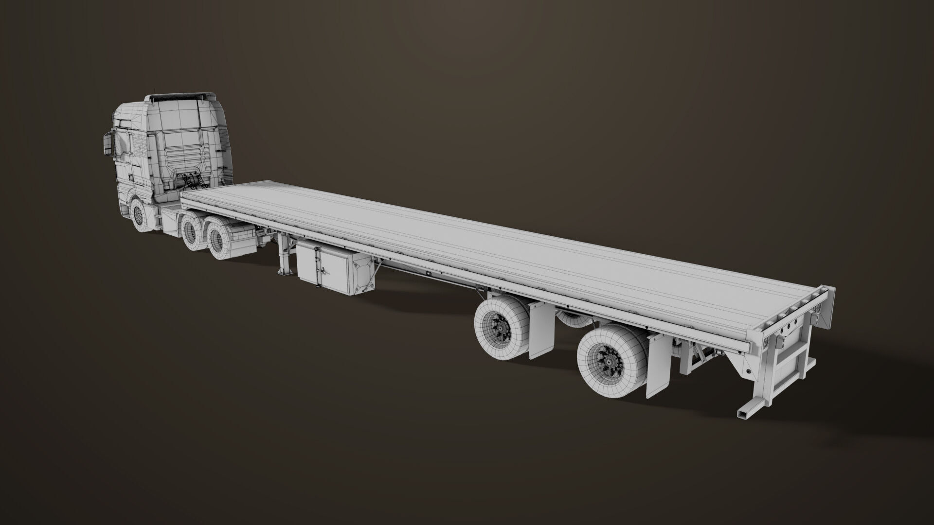 Heavy Truck 04 Flatbed Load Trailer All PBR Unity UE Textures Low-poly 3D model_85