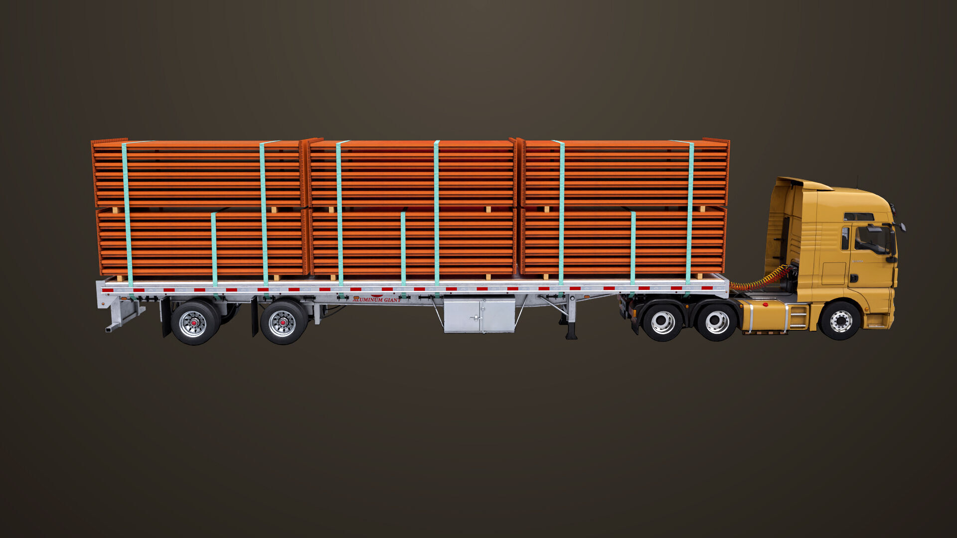 Heavy Truck 04 Flatbed Load Trailer All PBR Unity UE Textures Low-poly 3D model_23