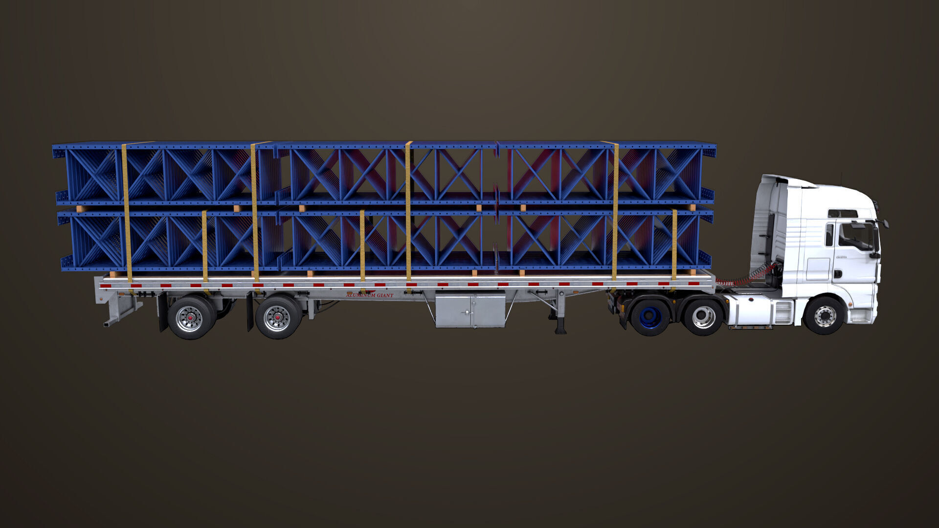 Heavy Truck 04 Flatbed Load Trailer All PBR Unity UE Textures Low-poly 3D model_26