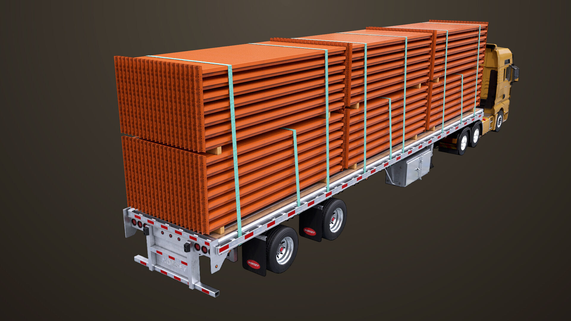 Heavy Truck 04 Flatbed Load Trailer All PBR Unity UE Textures Low-poly 3D model_47